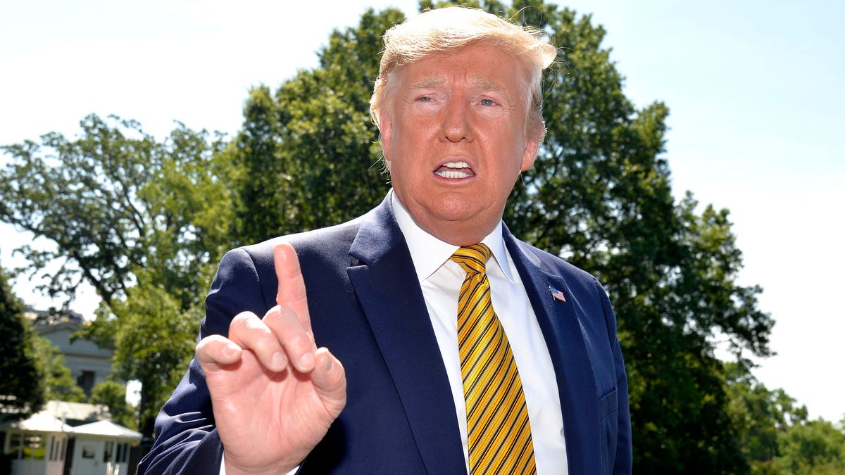 President Donald Trump makes remarks to the press as he departs the White House for a weekend at the presidential retreat at Camp David, Maryland, June 22, 2019.