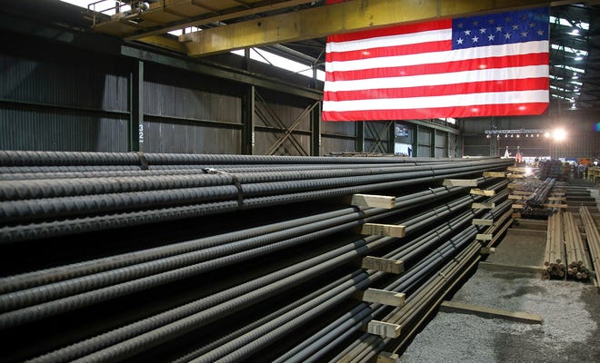 Steel rods produced at the Gerdau Ameristeel mill in St. Paul, Minn. await shipment. The Supreme Court rejected an early challenge to President Donald Trump’s authority to impose tariffs on imported steel based on national security concerns.