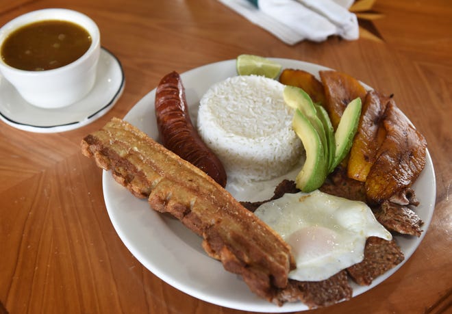 Photo of a dish of Bandeja Paisa at El Típico, located at 426 21st Avenue in Paterson.