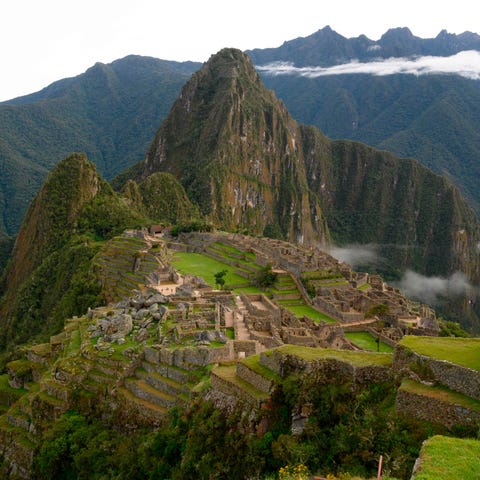 TOPSHOT - View of the Machu Picchu complex, the In