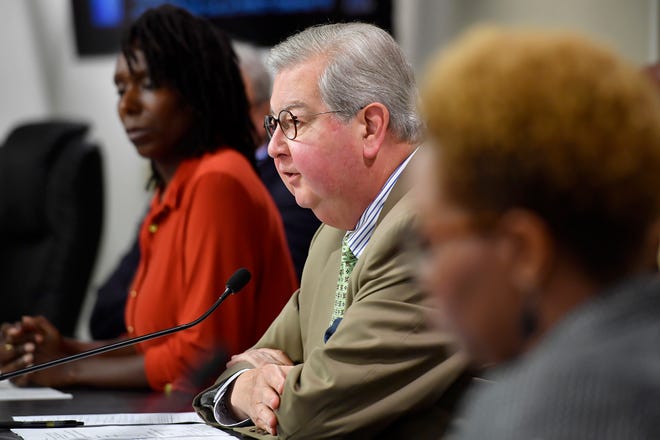 York City Council President Henry Nixon speaks during a town hall meeting concerning Mayor Michael Helfrich's hiring of Blanda Nace as chief opportunity development officer, Monday, June 24, 2019. John A. Pavoncello photo