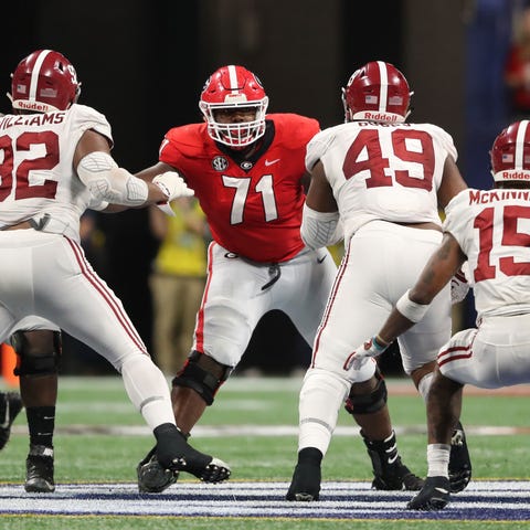 Georgia offensive lineman Andrew Thomas (71)...