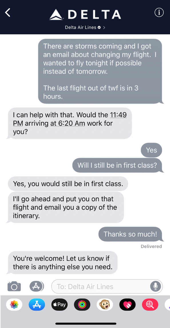 Delta Air Lines Adding New Text Message Option For Flight Help