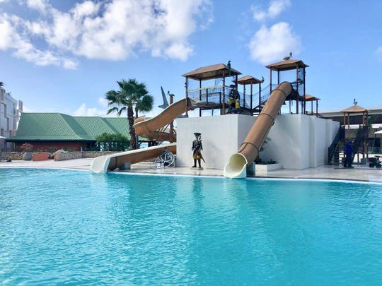Water slides at Sonesta Maho Beach Resort are fun for kids of all ages. 