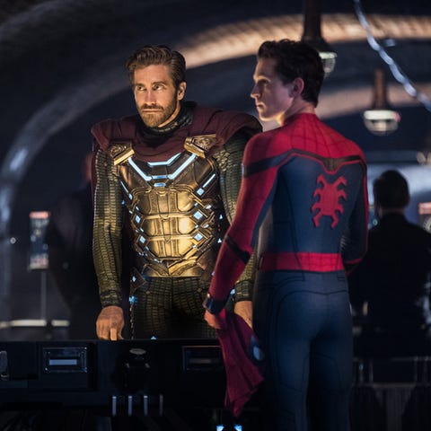 Spider-Man (Tom Holland, right) makes a new...