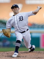 Matthew Boyd pitches during the fifth inning against the Rangers at Comerica Park.