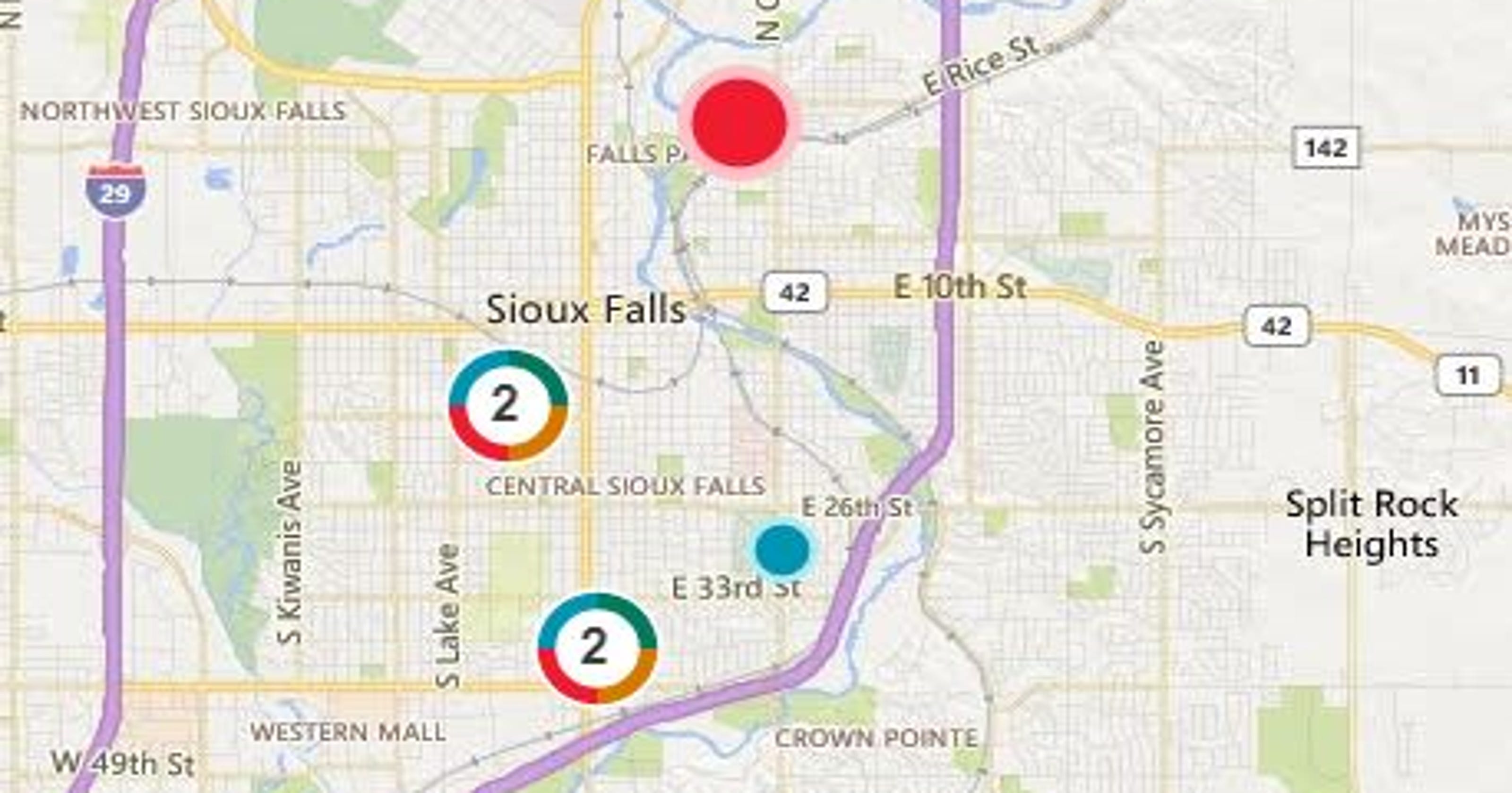 Sioux Falls, SD Tornado Power outage map, live updates on damage