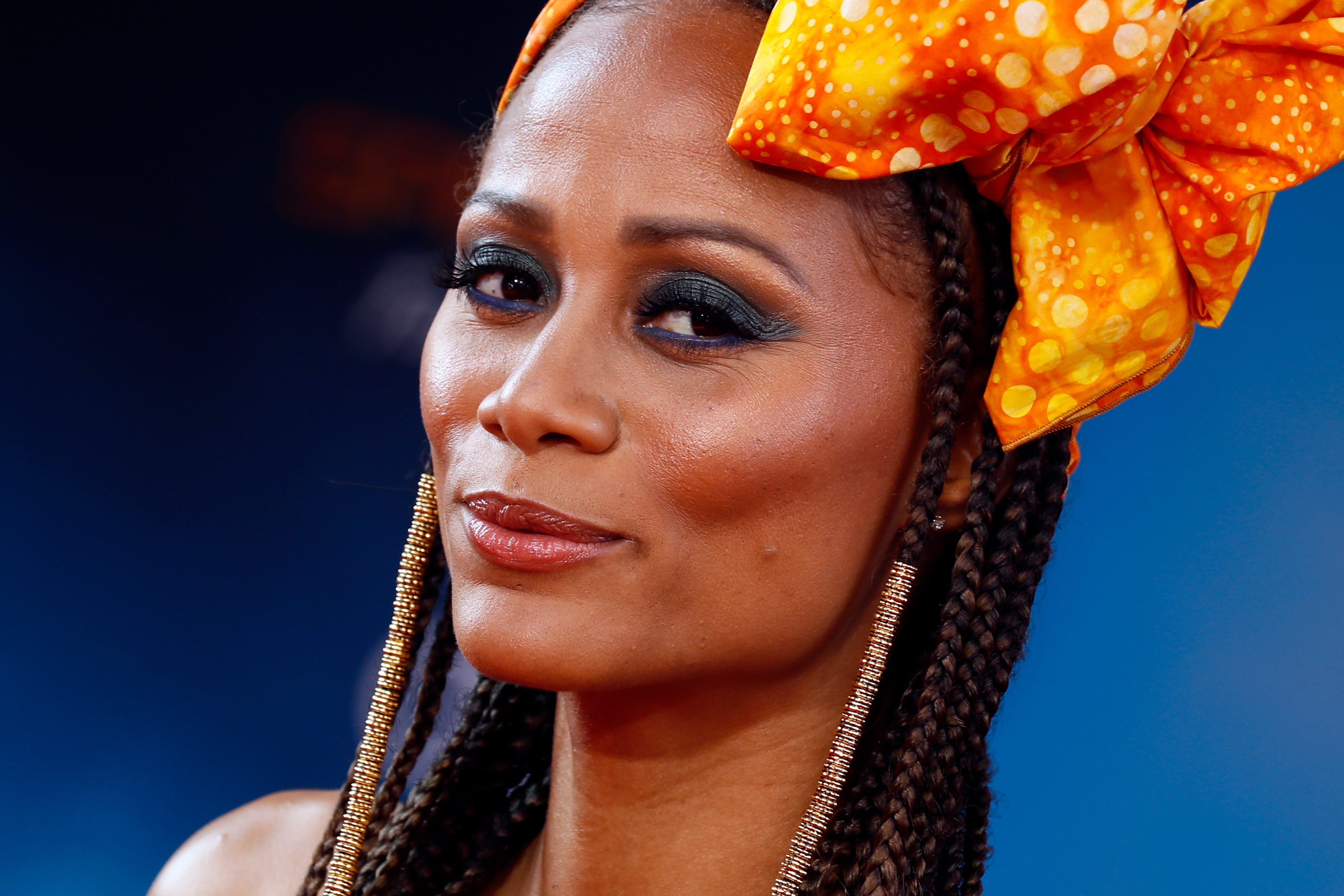Nika King poses for the photographers on the red carpet prior to the premiere of 'Spider-Man: Far From Home.'