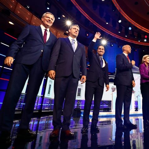 Democratic presidential candidates take part in...