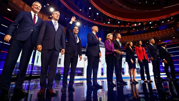 Democratic presidential candidates take part in...