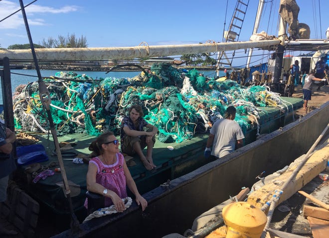Nets brought in by the sailing ship Kwai from the Pacific gyre cleanup in Honolulu.
