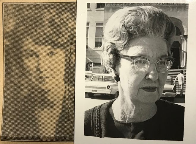 Mamie Barfield pictured in 1936 (left) and 1968. Barfield was the City of San Angelo secretary for 50 years, starting in 1918.