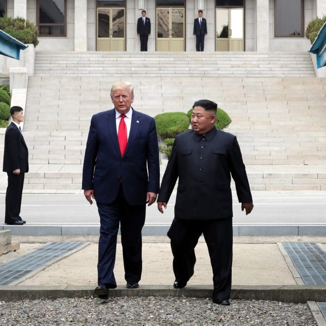 President Trump meets with Kim Jong Un and is first U.S. President to step onto North Korean soil