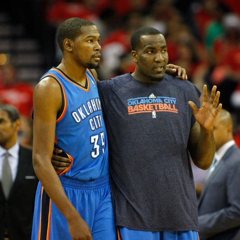 Former Oklahoma City Thunder teammates Kevin...