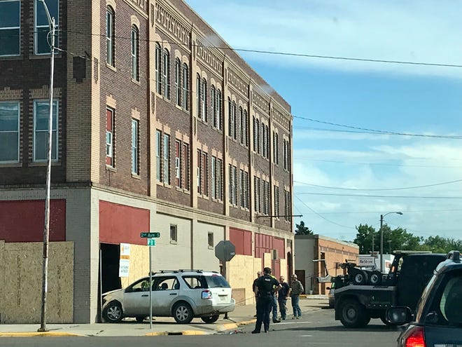 A car struck a building downtown on 2nd Ave South on Tuesday evening.