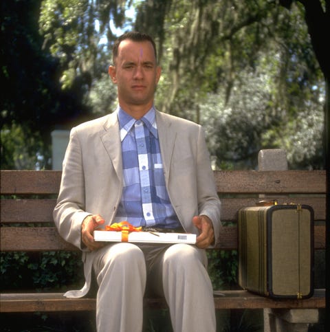 Tom Hanks holds his box of chocolates in "Forrest...