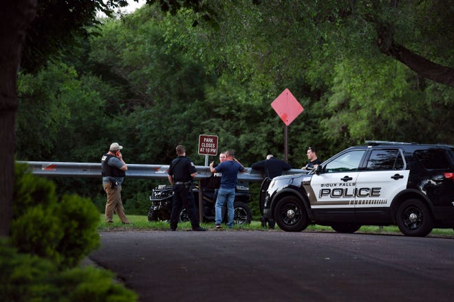 Leaders Park is blocked off by a police perimeter after reports of shots fired Tuesday evening, July 2, in Sioux Falls. 