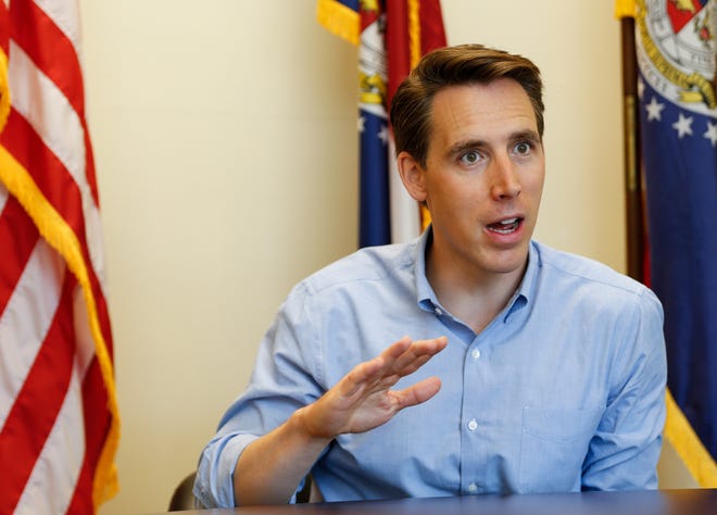 U.S. Sen. Josh Hawley talks about the technology industry in his Springfield office on Wednesday, July 3, 2019.