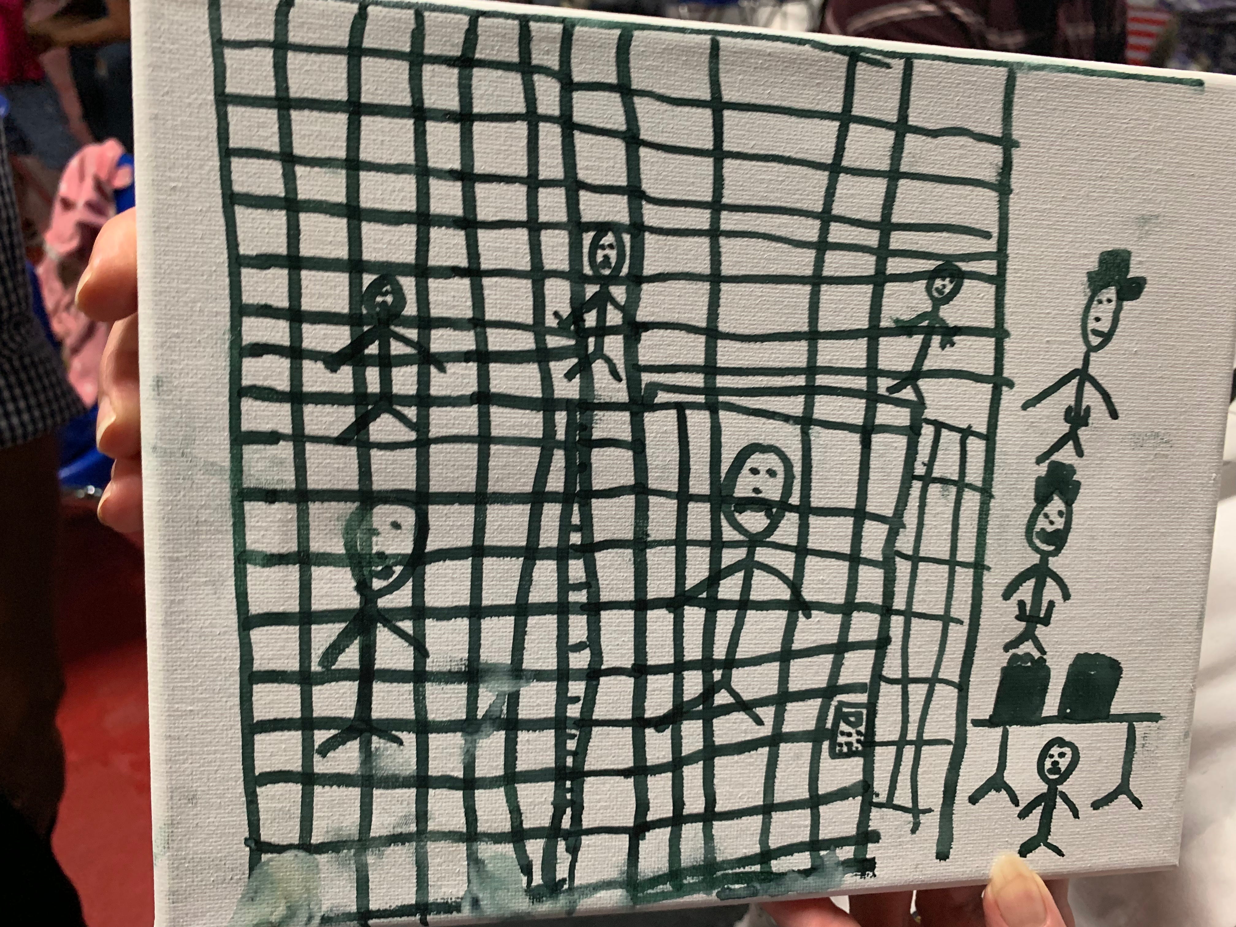 Child's drawing of border detention facility