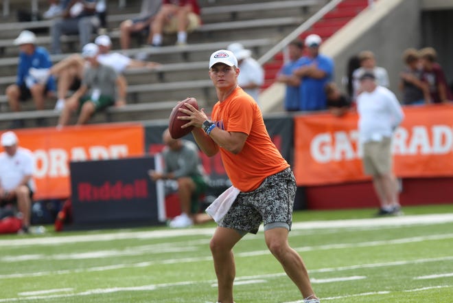 Northwestern State quarterback Shelton Eppler throws a pass during the Manning Passing Academy this past weekend.