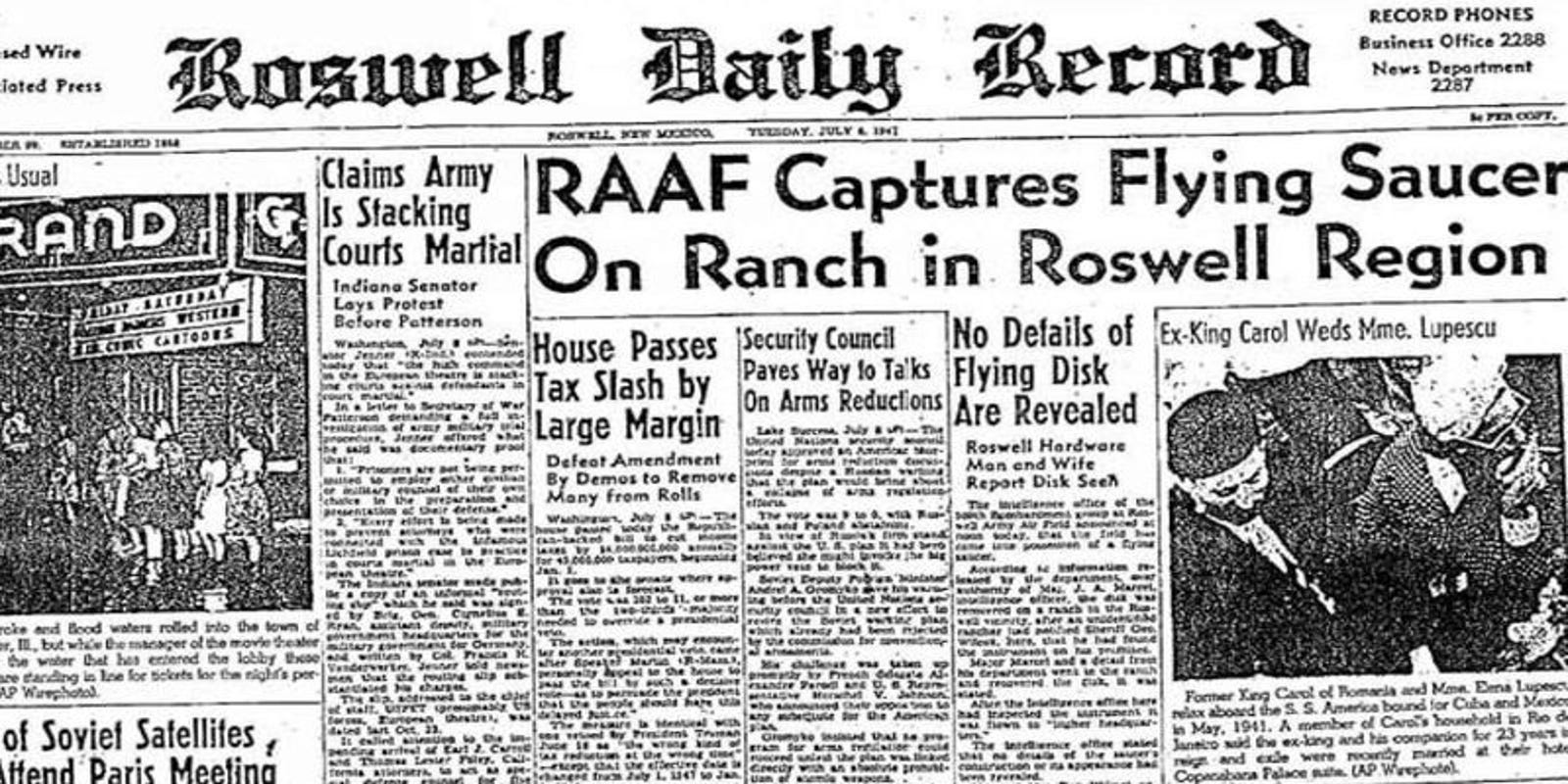 Today in History July 8 1947: Newspaper reports #39 flying saucer #39 at