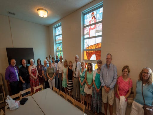 This is the crew of stained glass creators who made the most recent windows at Salem United Church of Christ in Jacobus.