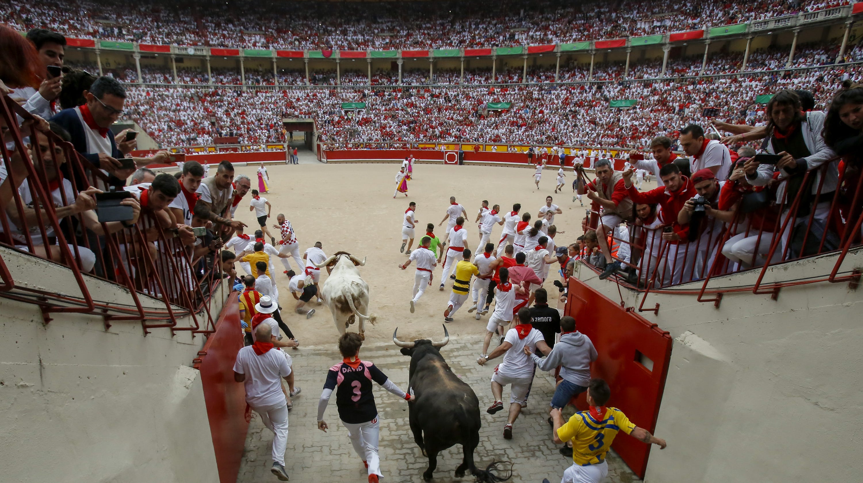 The 2019 San Fermin Running of the Bulls in Pamplona Spain