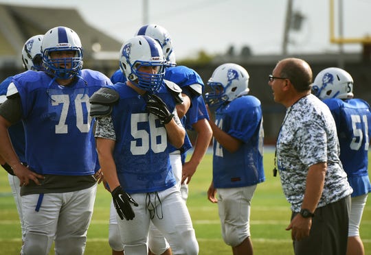 Wood-Ridge coach Charlie Trentacosti talks to his team during a 2016 practice.