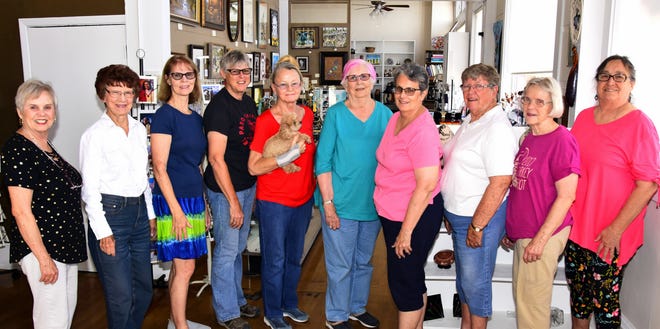 The Deming Art Council recently elected new members to its board of directors. Pictured are, from left, Diane Hudgens, Judy Welch, Peggy Westenhofer, Dru Stevens, outgoing member, Patricia Schneider, Pat Guthrie, Nancy Costa, Ann Chrestman, Janet Bishop and Marilyn Goble.