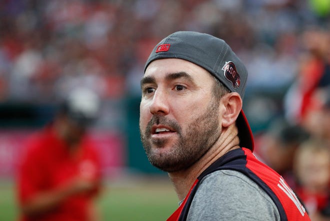 Justin Verlander watches during the Home Run Derby on Monday.