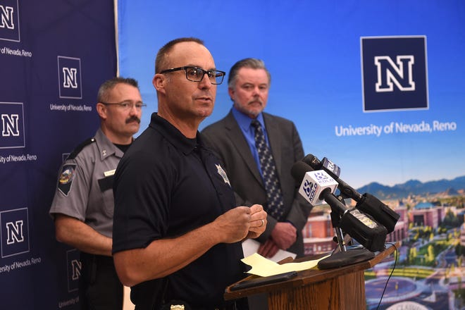 UNR Police Chief Todd Renwick, shown here at a July press conference on the Argenta Hall explosion, says the spike in the number of reported sex crimes is largely attributable to better reporting.