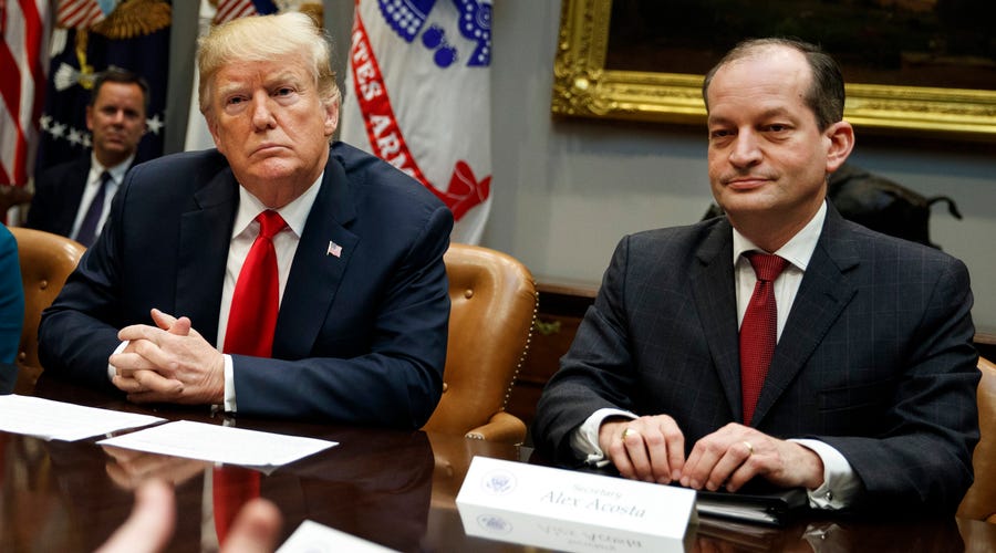 President Donald Trump supports Labor Secretary Alexander Acosta in the face of Democratic calls for Acosta to resign.