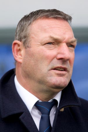 Ron Jans, Manager of Zwolle looks on during the Eredivisie Dutch League match between PEC Zwolle and PSV Eindhoven at the IJsseldelta Stadion on April 27,2014 in Zwolle,Netherlands.