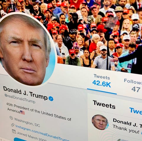 President Donald Trump's Twitter feed is shown on...