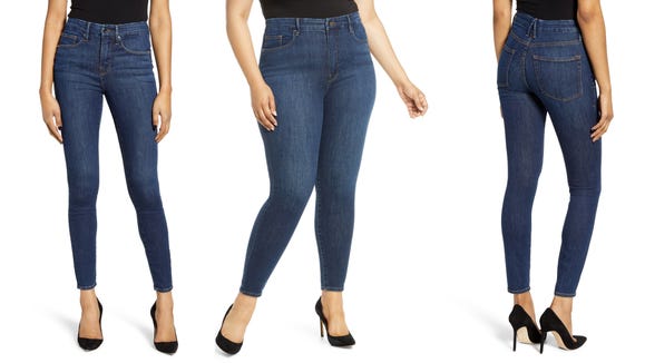 Good American jeans with a cinched waist are ideal for curves.
