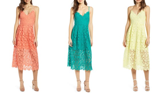 This Lace Midi Dress is a flirty look for any party.