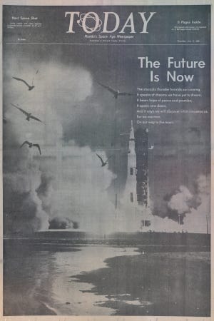 The front page of TODAY newspaper on July 17, 1969.