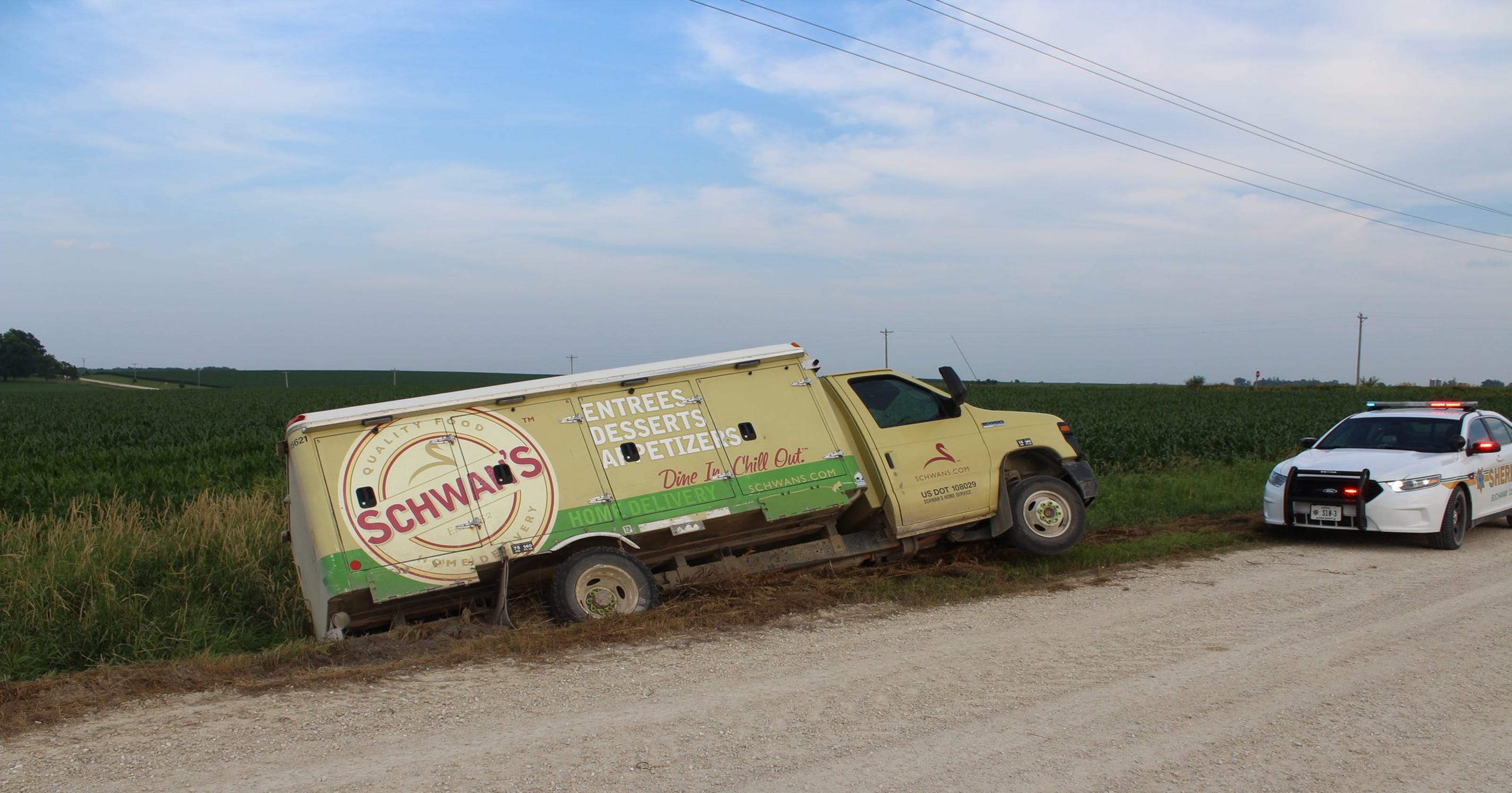 Iowa Schwan's driver charged with OWI after crashing into ditch