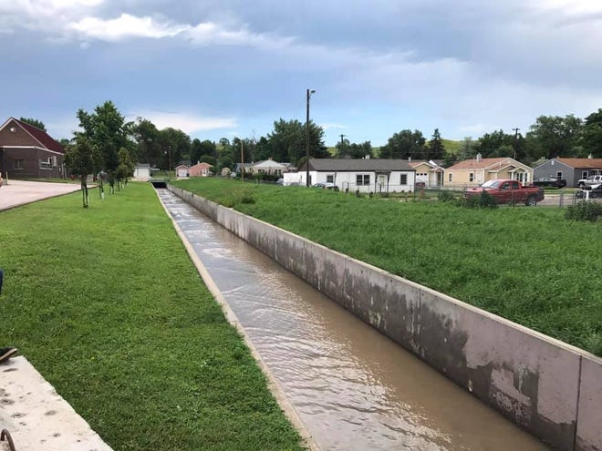 A 12-year-old boy became trapped in this storm water canal in Rapid City on Sunday, July 14, 2019. He was able to get out and was taken to a local hospital to be evaluated.