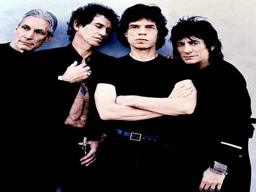Date taken: 1995 ----- ROLLING STONES ----- The Rolling Stones: Charlie Watts, left, Keith Richards, Mick Jagger, Ronnie Wood. ORG XMIT: UT8959