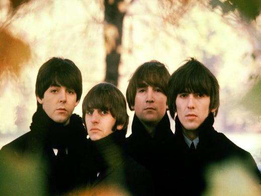 THE BEATLES--1964 ended with the release of The Beatles fourth album, 'Beatles For Sale' coming out in early December. It was the year in which John, Paul, George and Ringo had established their fame worldwide. After Paris at the start of the year they had gone on to take the U.S.A. by storm on the Ed Sullivan TV shows and in concerts in New York and Washington DC. They came back to the U.K. and made a clasic movie - 'A Hard Day's Night' with a bonanza of their own music, they had toured in Australia and New Zealand, Europe, the U.K. and a second full tour of America. EDITORS PLEASE NOTE--MANDATORY CREDIT: COPYRIGHT APPLE CORPS LTD. (For use only in the promotion of the ABC Television Network's special on THE BEATLES)