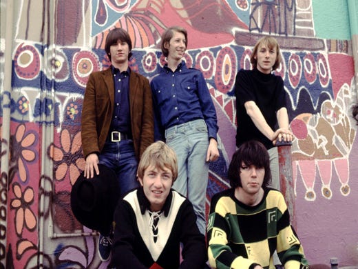 The music group Buffalo Springfield. Standing: from left, Richie Furry, Bruce Palmer and Stephen Stills; kneeling, Dewey Martin and Neil Young. --- DATE TAKEN: undated By Henry Diltz NoCredit , Source: Rhino Records HO - handout ORG XMIT: PX46529