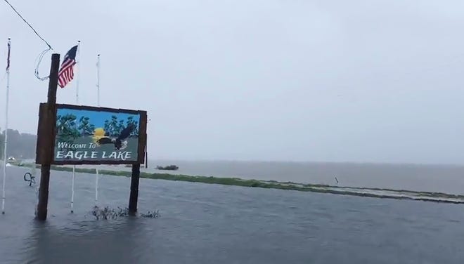 The flooded welcome sign at the entrance to Eagle Lake community near Vicksburg, Miss. In a Monday, July 15, posting of the short video on Twitter, Gov. Phil Bryant made reference that "the South Delta has become an ocean," with the additional rainfall from Tropical Depression Barry.