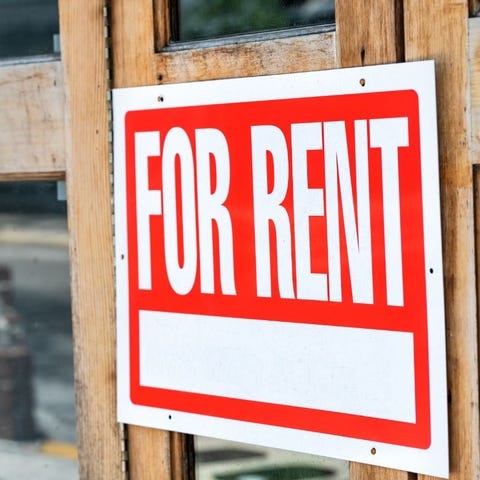 A for-rent sign.
