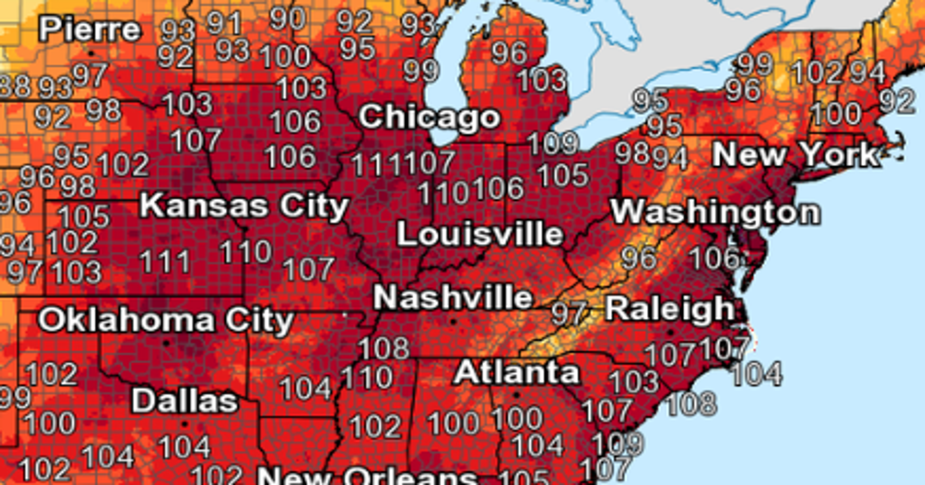 US heat wave map Where parts of country will experience high temps