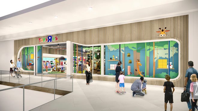This undated artist rendering provided by Toys'R'Us shows an artist rendering of a new store, which will be about 6,500 square feet, a fraction of the brand's former big box stores, which were about 30,000 square feet.