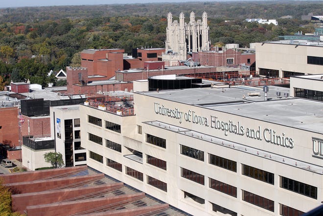 Boyd Tower is seen from the 12th floor of the University of Iowa Children's Hospital on Thursday, Oct. 15, 2015.