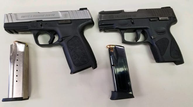 Police said guns were seized when authorities executed search warrants after Khalic Cross allegedly shot a woman in York City Sunday morning. Photo courtesy of York City Police.