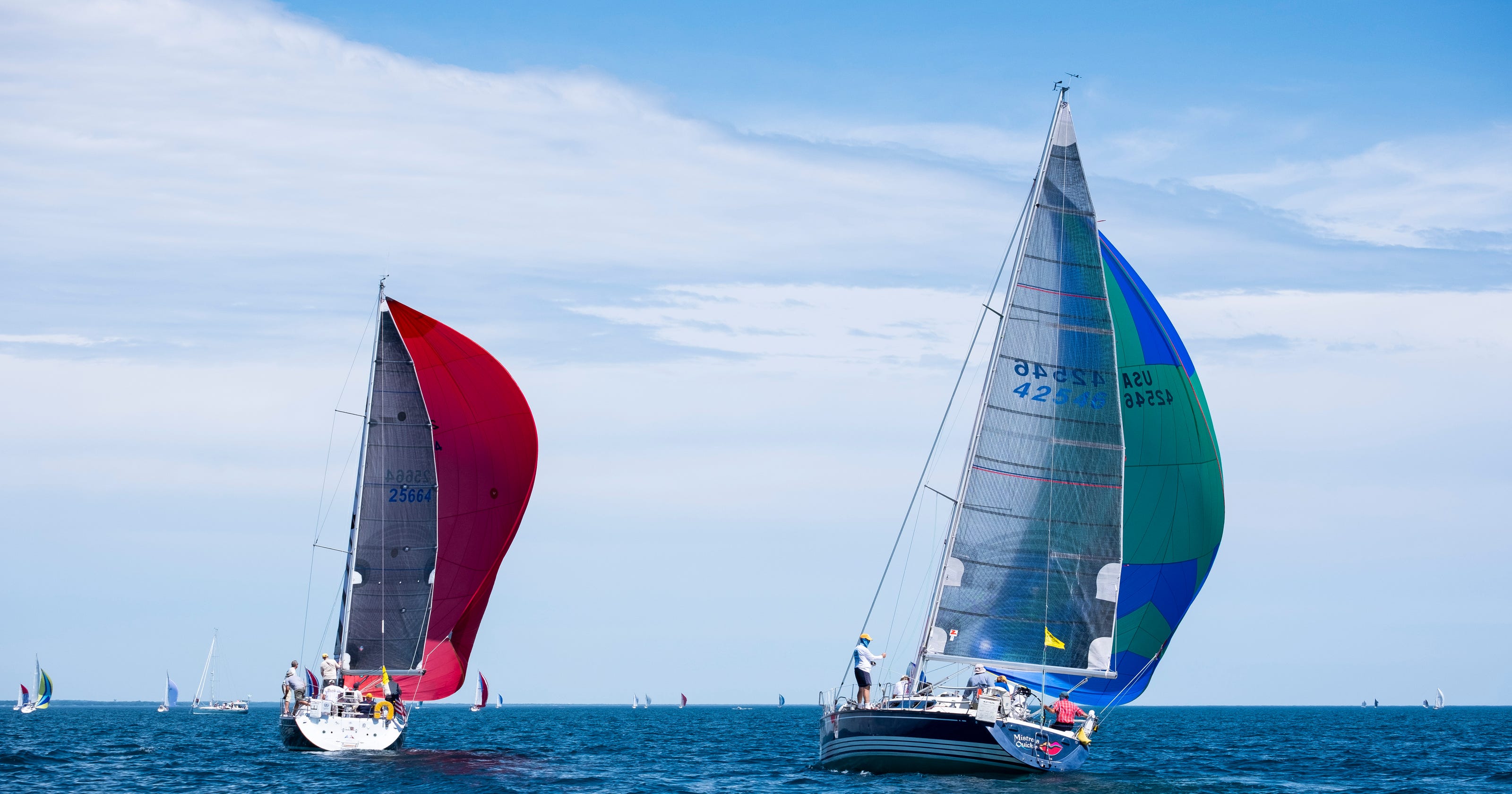 Taking on the Blue Water in Port HurontoMackinac Sailboat Race