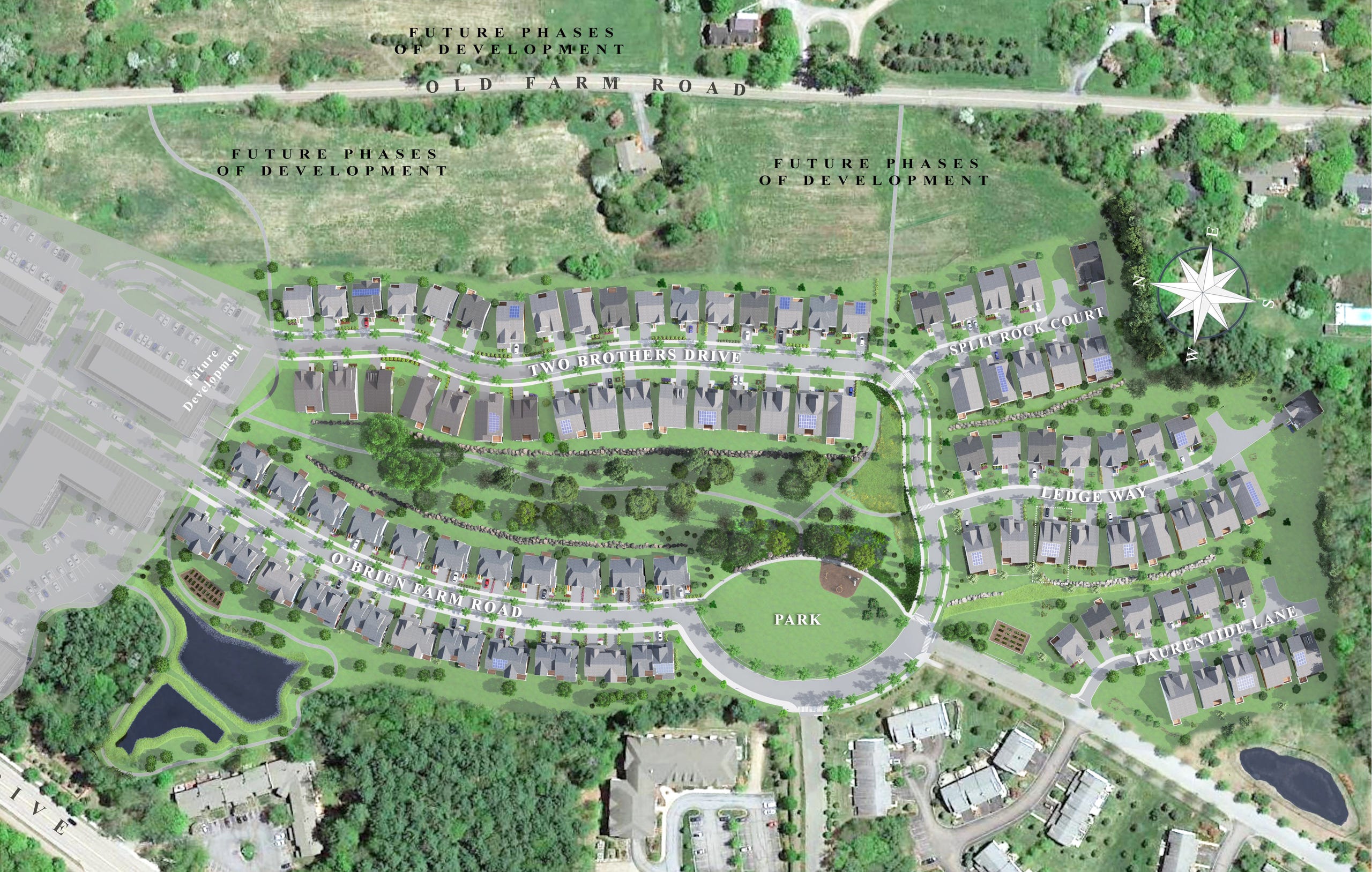 A site map for Hillside at the O'Brien Farm, a housing development under construction in South Burlington. Future phases of building are planned for parcels at the left and top of this image created for O'Brien Brothers, the development firm.